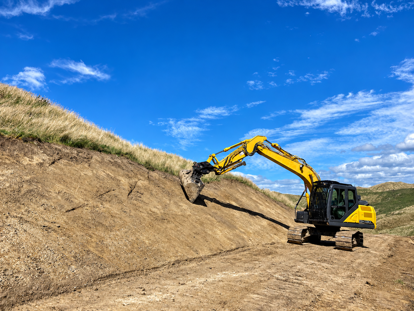 Excavator working on a Whare Roto Earthmoving site